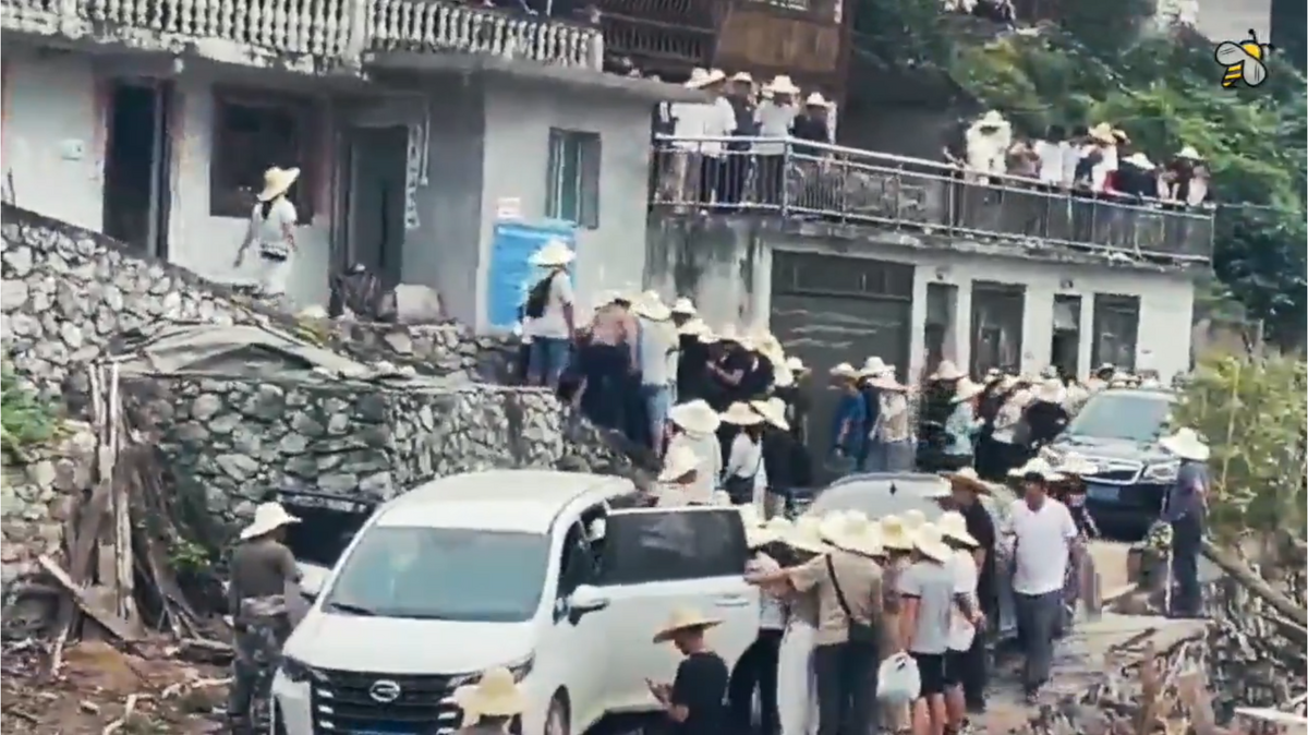 城江村苗寨拆遷現場。 圖：翻攝自 X