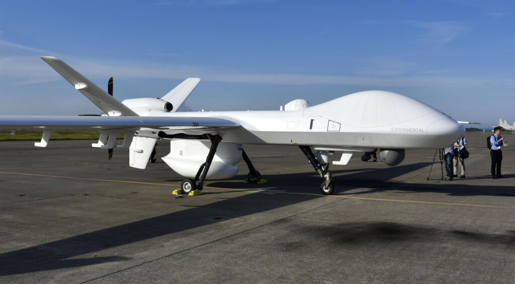圖為大型無人機「海上衛士」。（共同社） 圖：中央社提供