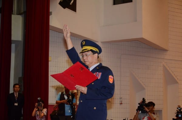 台北市警察局（卸）新任局長布達典禮，新任局廠陳嘉昌宣示。 圖：台北市警察局 / 提供