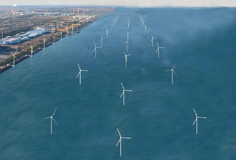「大規模洋上風力發電所.mgsite鹿島」茨城県縣的計畫完成時的形象圖。 圖：取自Windpower Group茨城官網
