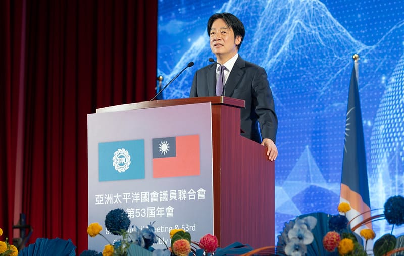 賴清德說，台灣會共同促進亞太區域和平、繁榮及經濟發展。 圖：總統府提供