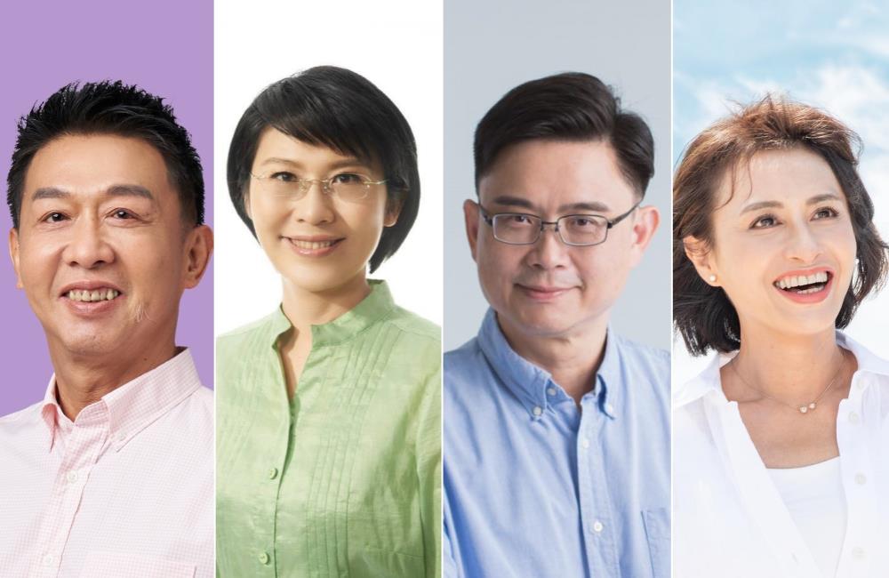 正國會正式力挺林岱樺(左二)，邱議瑩(右一)、賴瑞隆(右二)、許智傑(左一)各自表態回應。  圖：翻攝合成照