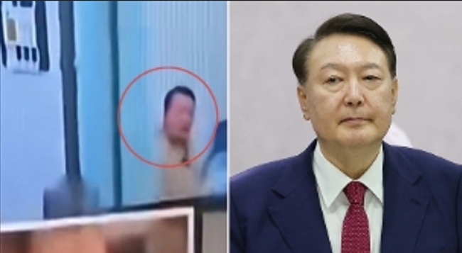 南韓前總統尹錫悅在拘留所內穿內衣拒捕。 圖 : 翻攝自新京報