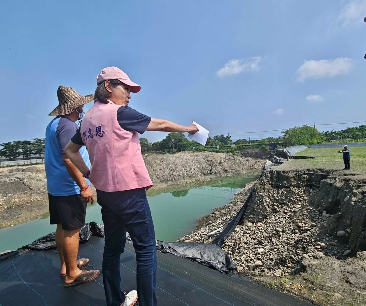 國民黨立委柯志恩會勘遭盜採砂石而出現的美濃「大峽谷」。 圖：擷取自柯志恩臉書