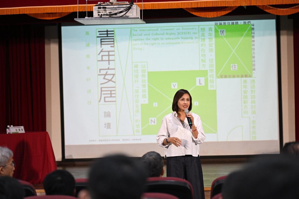 邱議瑩出席「高雄青年安居論壇」，表示未來將成立「青年安居行動聯盟」，打造適合青年發展的宜居城市。 圖：邱議瑩辦公室/提供