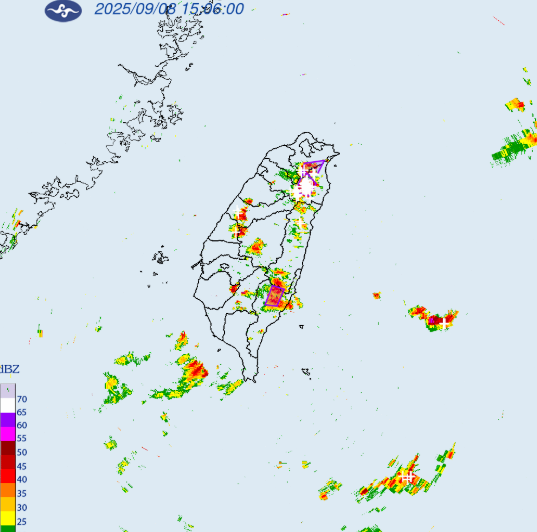 氣象署對新北市、宜蘭縣、花蓮縣、台東縣4縣市發布大雷雨即時訊息。 圖：取自氣象署