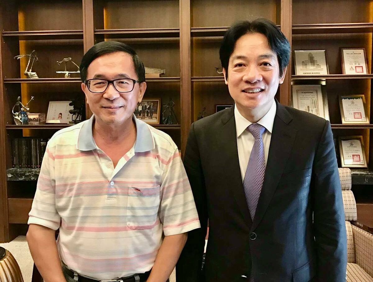 前總統陳水扁貼出現任總統賴清德來探視照片 圖：陳水扁臉書