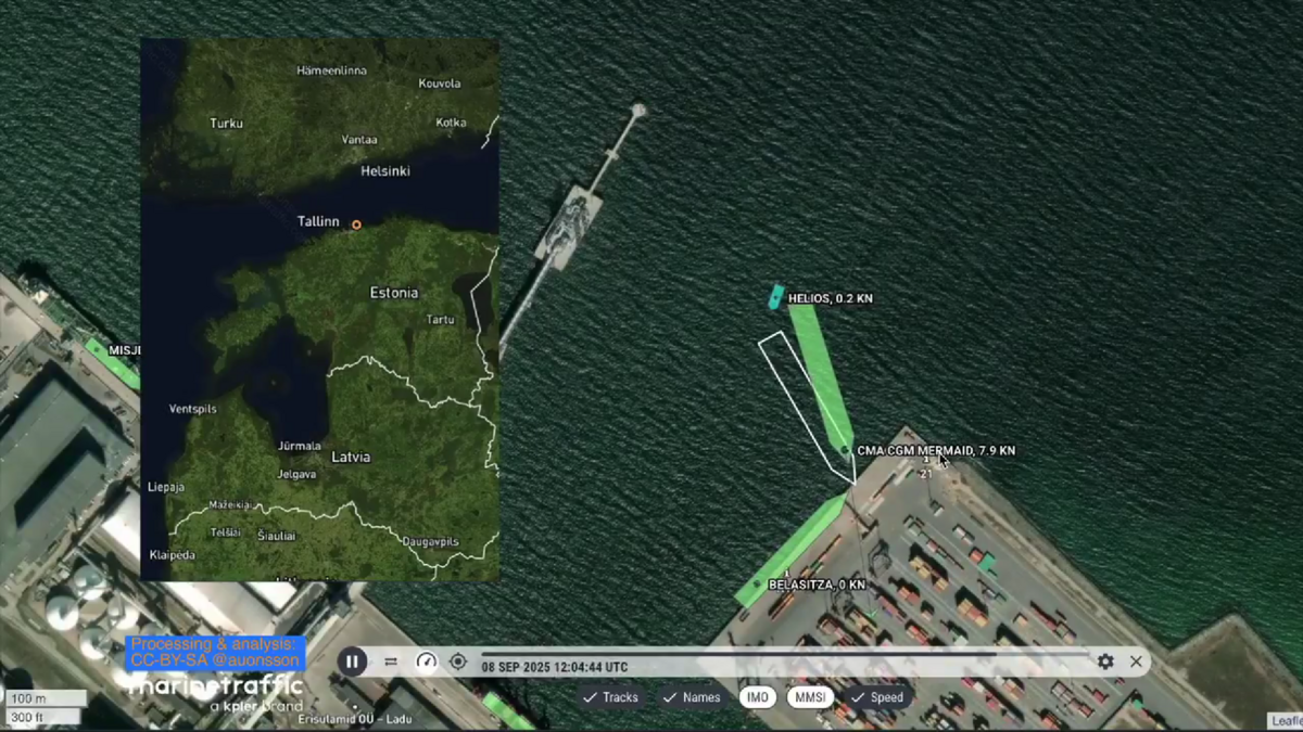 一艘懸掛馬耳他國旗、隸屬達飛輪船公司的3萬噸級貨櫃船「CMA CGM 美人魚號」（Mermaid）於當地時間 9 月 8 日下午在愛沙尼亞首都塔林近郊的穆加港發生撞擊事故。