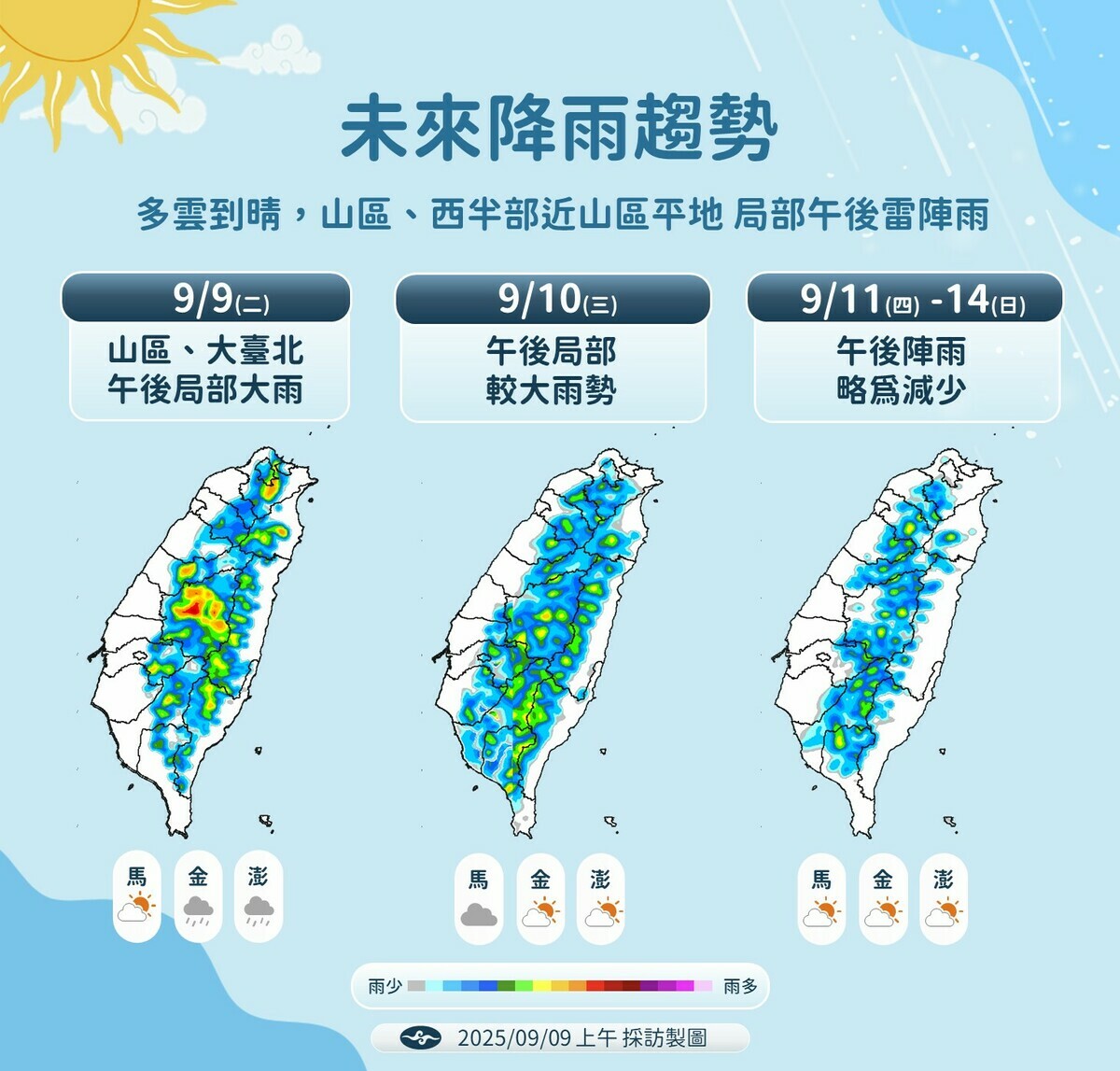 未來一週天氣預報。 圖：氣象署／提供
