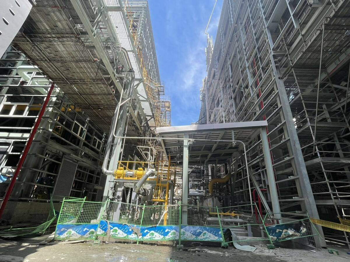興達電廠新建燃氣複循環機組工地。 圖：台電公司/提供