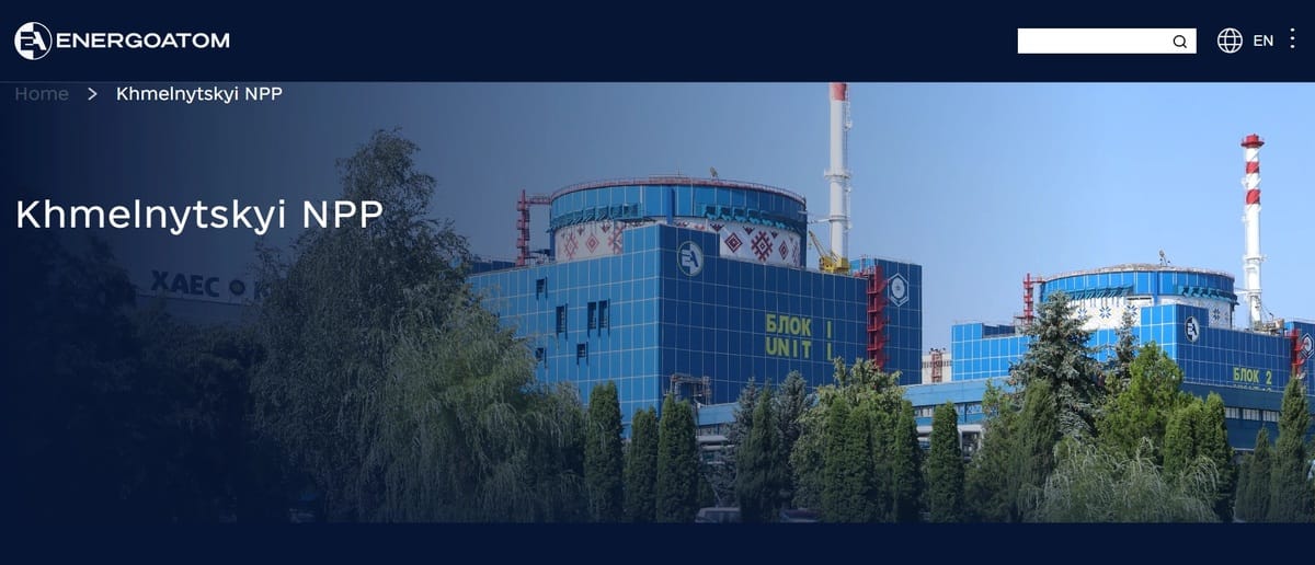 遠離前線的烏克蘭西部赫梅利尼茨基核電廠附近出現俄羅斯無人機活動 圖：翻攝自赫梅利尼茨基核電廠官網