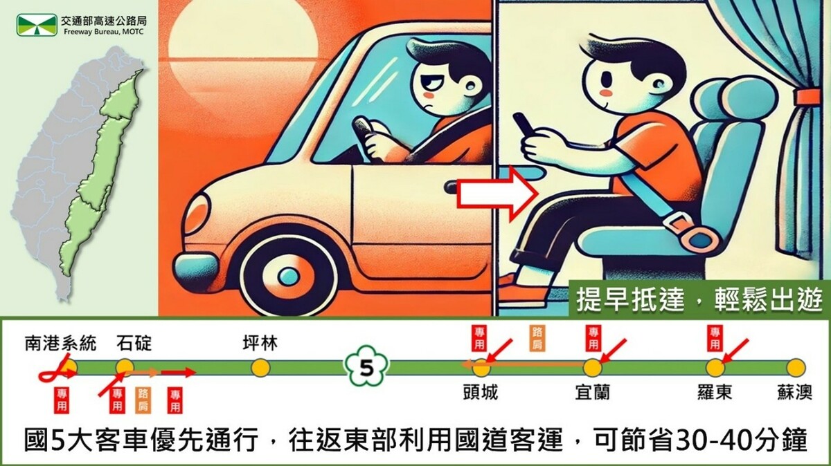 連假期間國道5號將實施交通管制措施。 圖：高公局／提供
