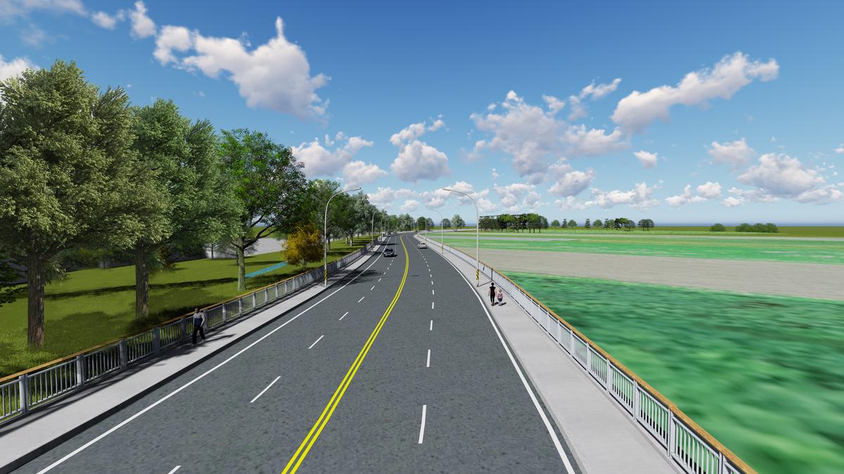 南121線溪埔中路拓寬暨新闢道路銜接烏橋中路工程完工模擬圖。 圖：內政部提供