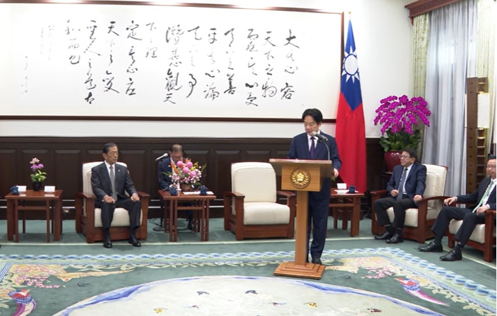賴清德總統16日接見「日本台灣交流協會會長隅修三乙行」。 圖：截取自「Youtube」@presidentialoffice（資料照片）