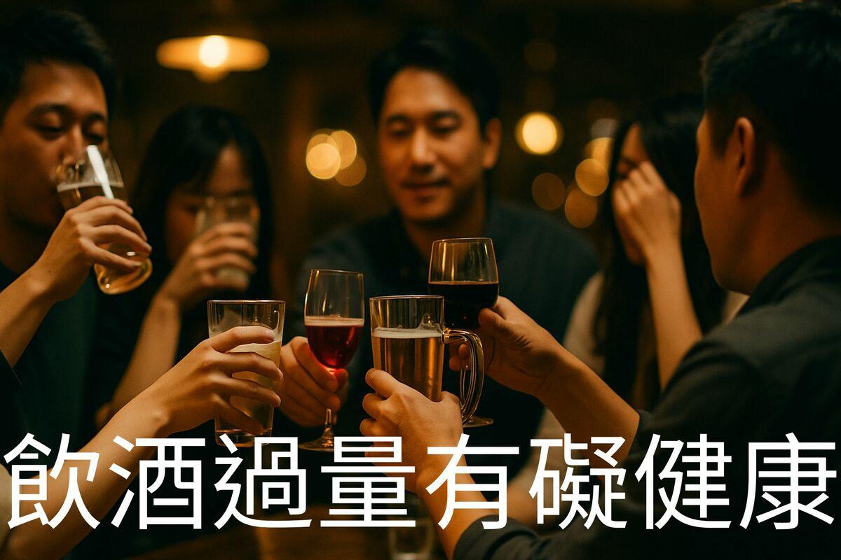 去年9月竹科工程師8分鐘灌近1公升猝逝；北檢起訴酒吧，衛福部籲請遵守「量杯」原則、別拚酒、拒絕灌酒。 圖：ChatGPT AI 生成／曾郡秋製