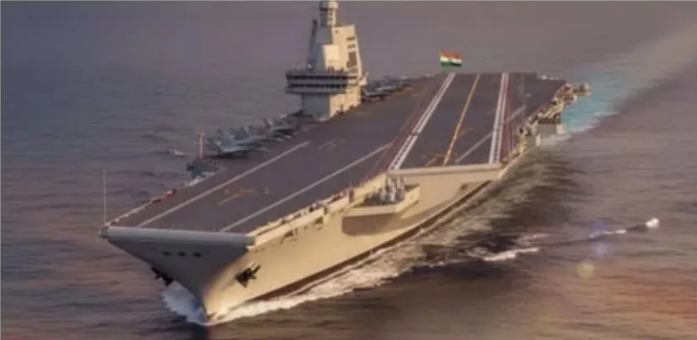 Defence News India 發布的印度核動力航母。 圖：翻攝自騰訊網