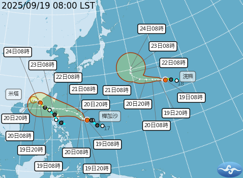 昨(18)日太平洋一日生成了3個颱風，包括米塔颱風、樺加沙颱風以及浣熊颱風。 圖：取自氣象署