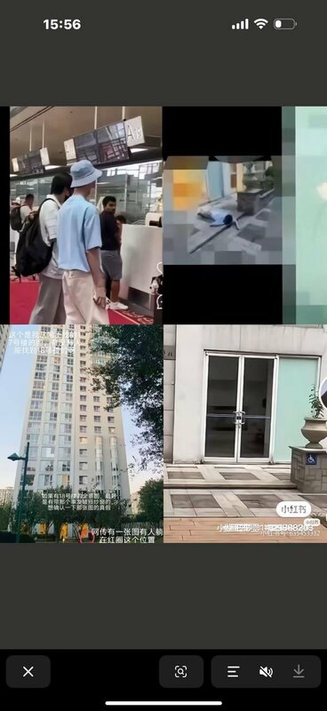 中國演員于朦朧墜樓的大樓與陳屍地點。 圖：翻攝自 X