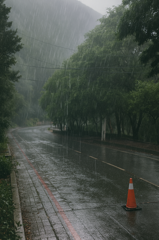 受到樺加沙颱風影響，許多森林遊樂區都進行預防性休園，提醒民眾勿前往。 圖：ChatGPT AI 生成 / 曾郡秋 製