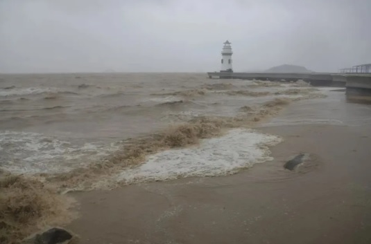 強颱樺加沙穿越台灣海峽，持續朝著西北西方向前進，預估將於 23 、 24 日期間從廣東省中西部沿海地區登陸。圖為颱風登陸示意圖。 圖：翻攝自 珠海廣播電視台