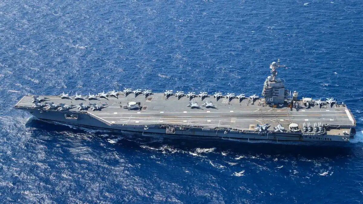 美軍「福特號」航空母艦目前在地中海巡弋，靠近非洲。 圖：翻攝自 X