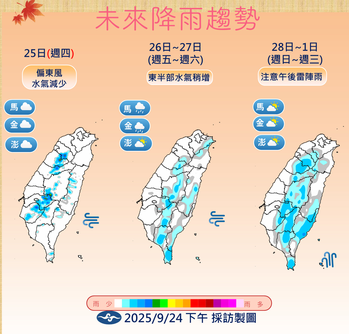 未來一週降雨趨勢。 圖：中央氣象數／提供