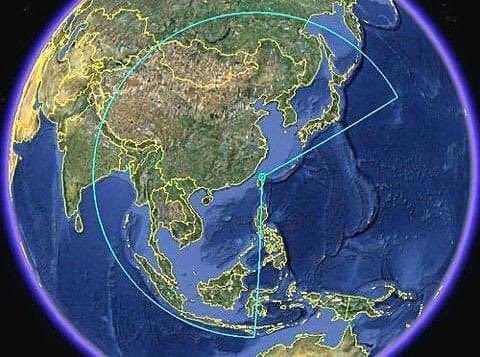 鋪路爪雷達探測範圍可涵蓋東亞大部分地區。 圖：翻攝自 X《覺羅》