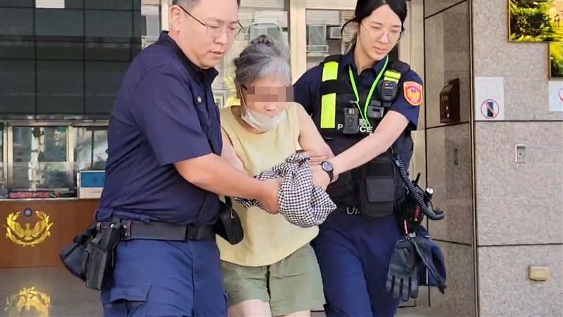捷運遭踹飛曾姓婦人因被通緝加上超商鬧事遭逮。 圖：翻攝畫面