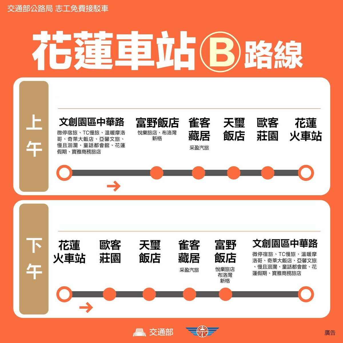 接駁專車-花蓮車站B路線 圖：交通部公路局/提供