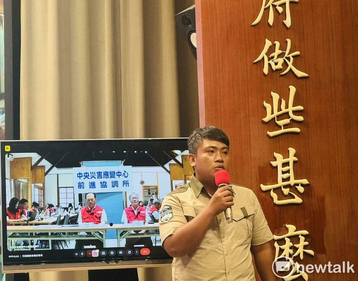 花蓮馬太鞍溪堰塞湖探勘員之一、農業部林業及自然保育署田宇倫森林護管員。 圖：謝莉慧/攝