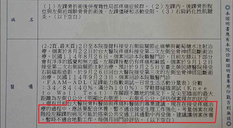 醫囑已有寫明，邱顯智質疑「是對職業醫師的專業有質疑，還是中文閱讀能力出了問題？」 圖：翻攝自邱顯智臉書