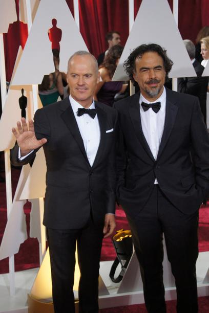 《鳥人》男主角麥可基頓（Michael Keaton）（左）和導演亞歷安卓岡薩列斯伊納利（Alejandro González Iñárritu）（右）。圖：中央社