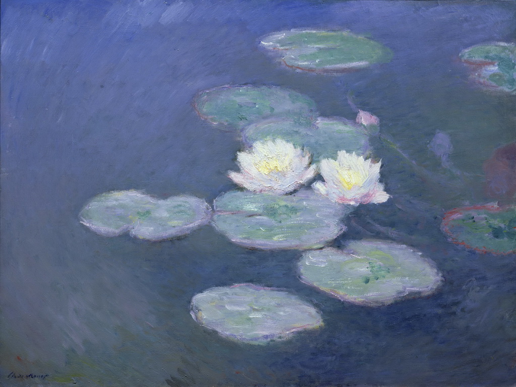 「莫內花園」自3月5日至6月5日在台北市立美術館展出，圖為莫內的作品「夜色中的睡蓮」。圖片來源：北美館提供