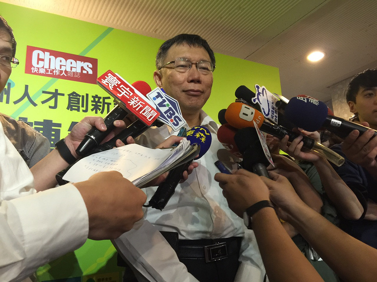 台北市長柯文哲5日上午出席2015亞洲人才創新論壇後受訪。圖：劉奕霆/攝