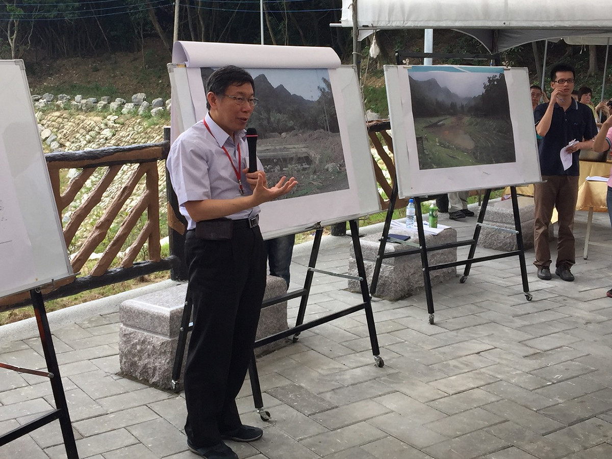 台北市長柯文哲2日下午前往內湖區出席金瑞治水園區揭幕活動。圖：劉奕霆/攝