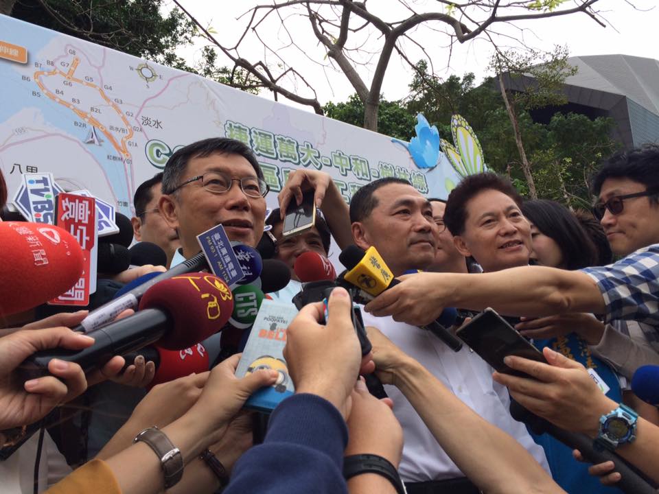 台北市長柯文哲20日出席捷運萬大線動工典禮。圖：符芳碩/攝