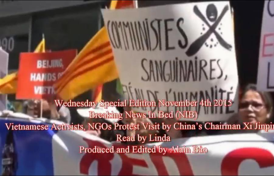 習近平訪問越南，他的下榻飯店前聚集百名抗議民眾，高喊「習近平，把長沙黃沙還給越南！」圖：翻攝網路