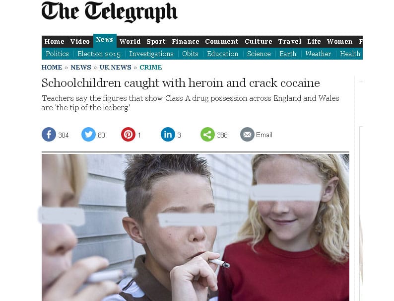 英國校園毒品泛濫，小朋友也難逃摩掌。圖：翻攝Daily Telegraph
