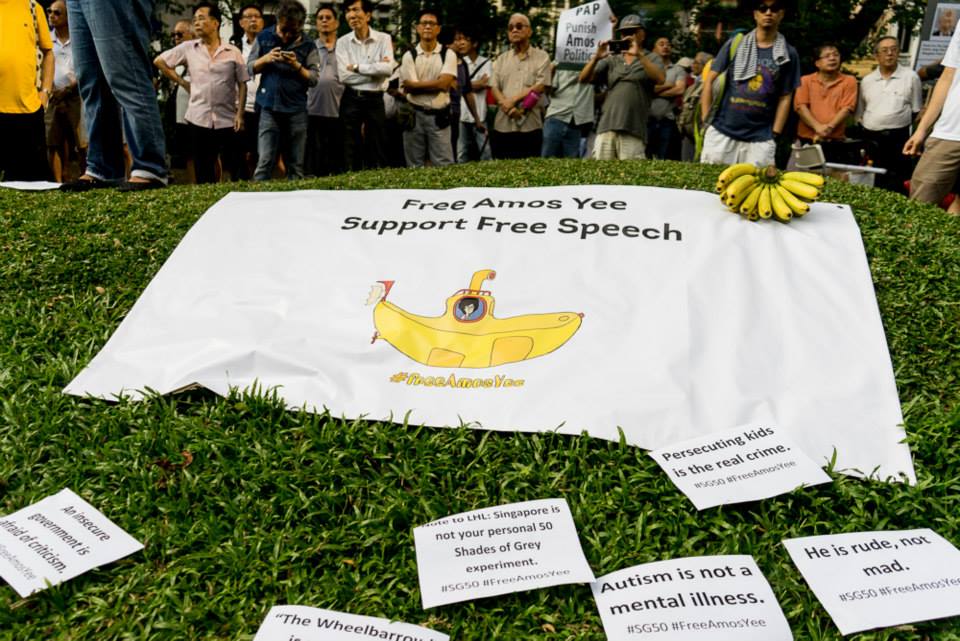 200多名新加坡民眾5日在Hong Lim Park齊聚聲援新加坡少年余澎杉。圖：翻攝聲援余澎杉組織臉書