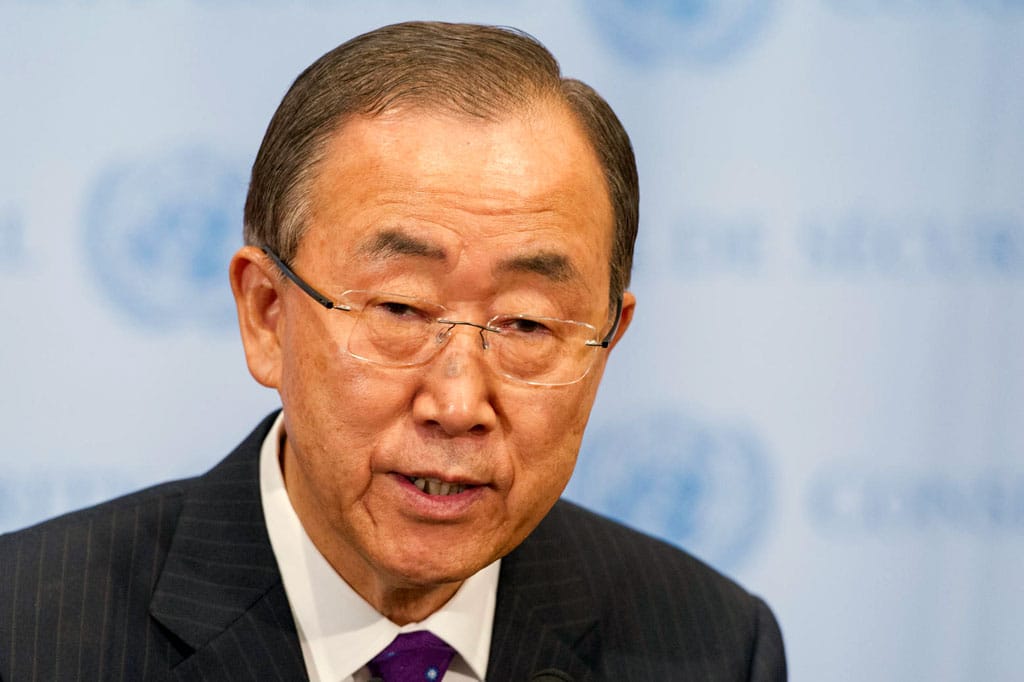 聯合國秘書長潘基文(Ban Ki-moon)在台灣時間今(25)日上午發表他的看法，指出世界各國對巴勒斯坦的國家承認將日益增長。圖片來源：聯合國新聞中心。