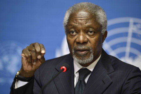 安南（Kofi Annan）2日辭卸聯卸聯合國暨阿拉伯聯盟敘利亞聯合特使一職。圖片來源:達志影像/美聯社。