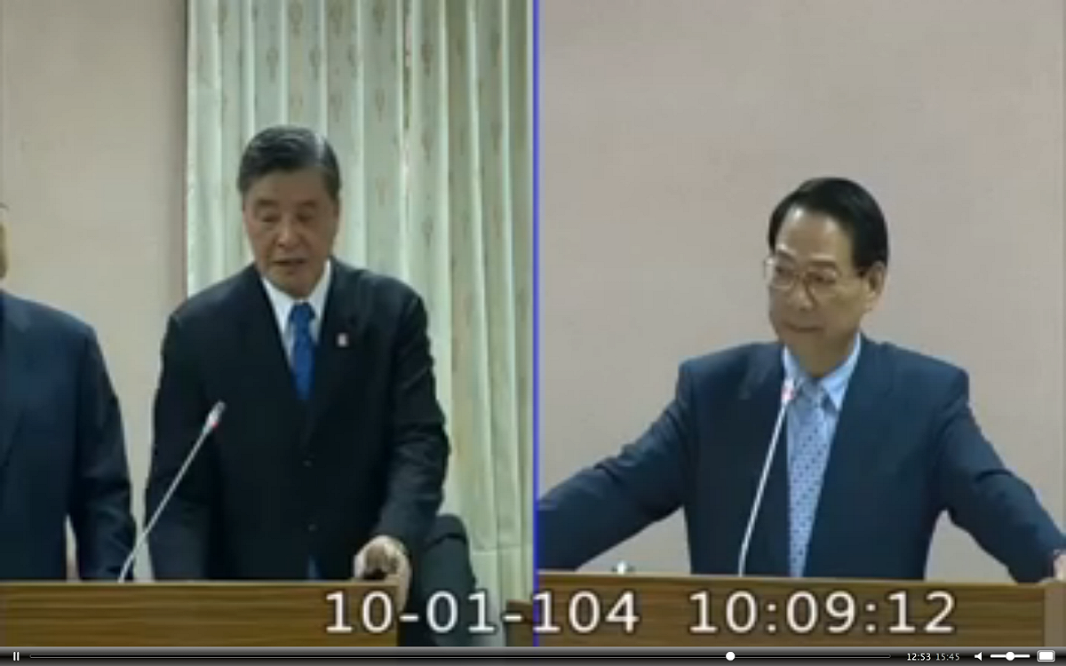 國民黨立委呂學樟(右)要求司法單位對蔡英文募款餐會介入調查。圖：擷自立法院IVOD系統