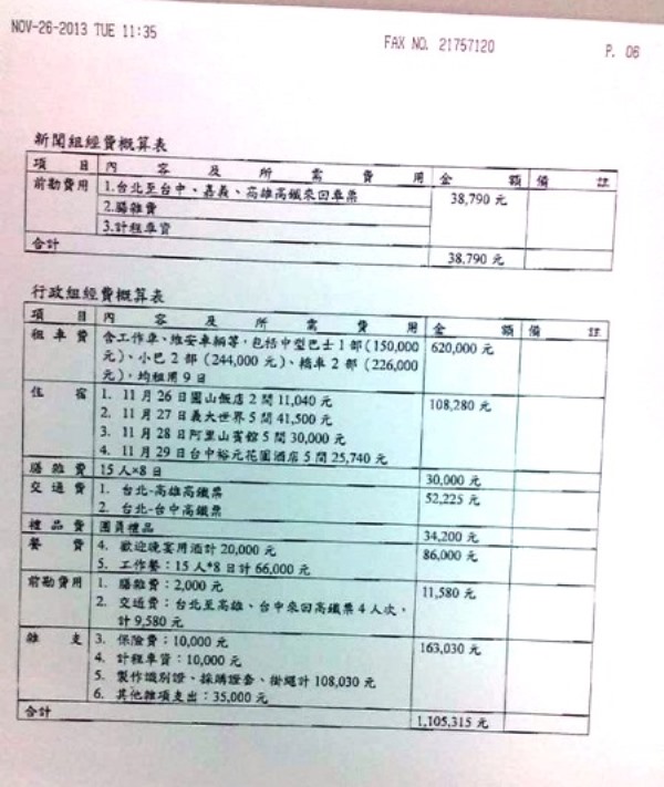 中國海協會會長陳德銘今（26）日來台，雖然海基會不公開他的行程，但新頭殼今晚得到海基會提供給立委的資料，一覽無遺陳德銘的行程，以及海基會為這次交流準備的近200萬元經費細項。圖2-2：立委提供