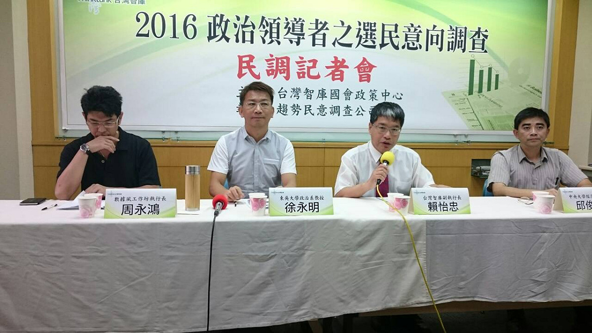 台灣智庫19日公布最新總統選舉民調數字。圖：林朝億/攝