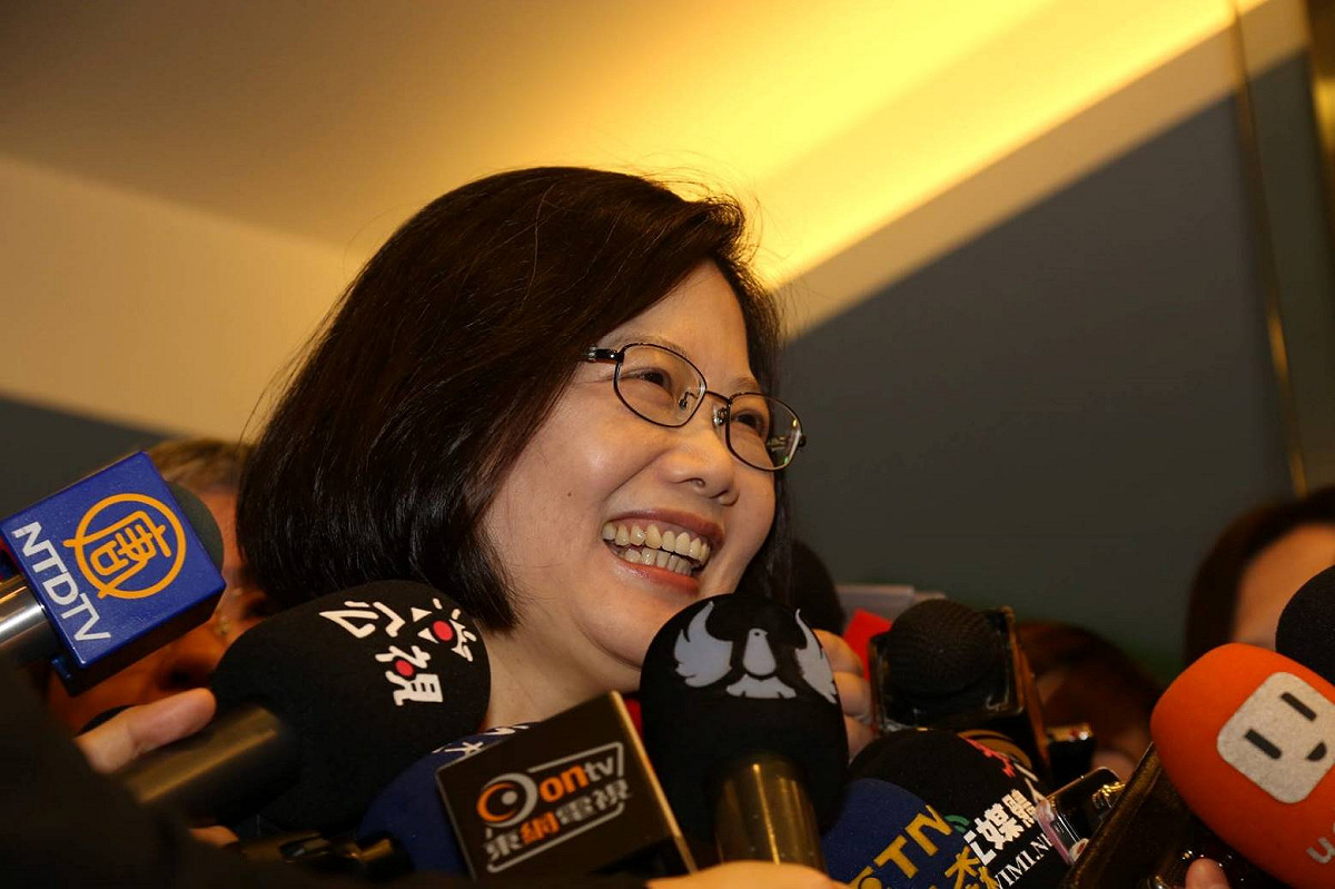 民進黨主席蔡英文23日表示，民進黨執政，會把募兵制做好。圖：林雨佑/攝