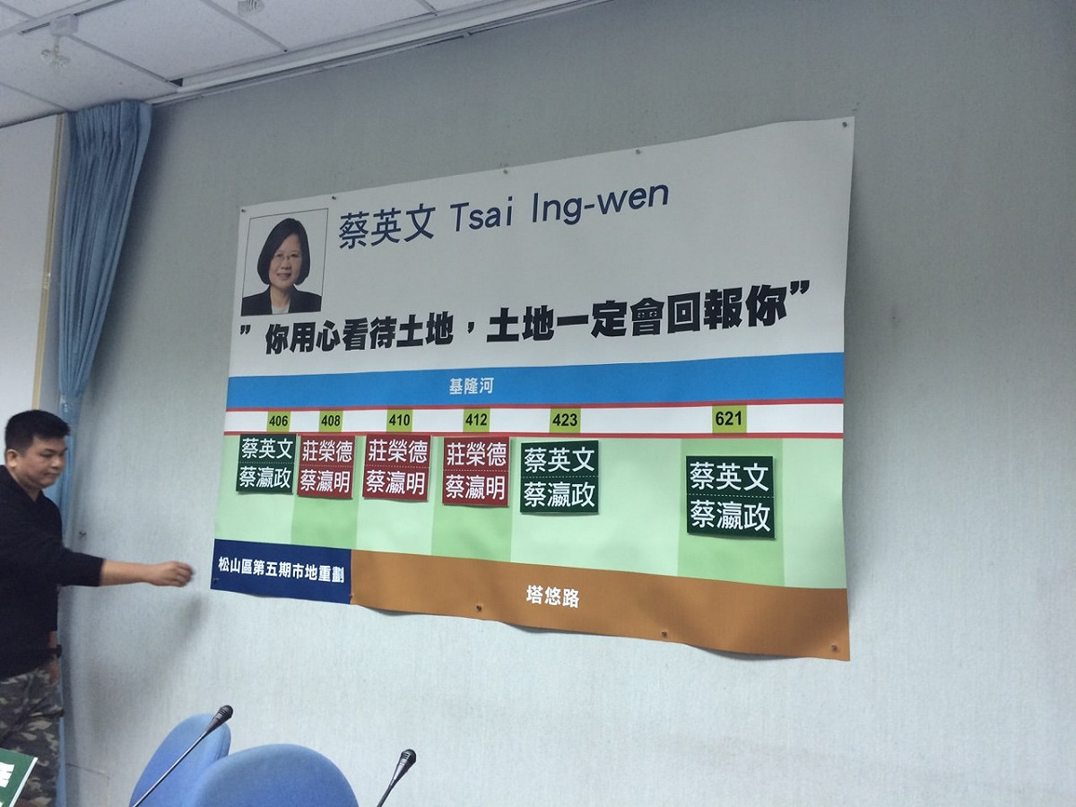 立院國民黨團公布松山重劃區土地資料。圖：符芳碩/攝
