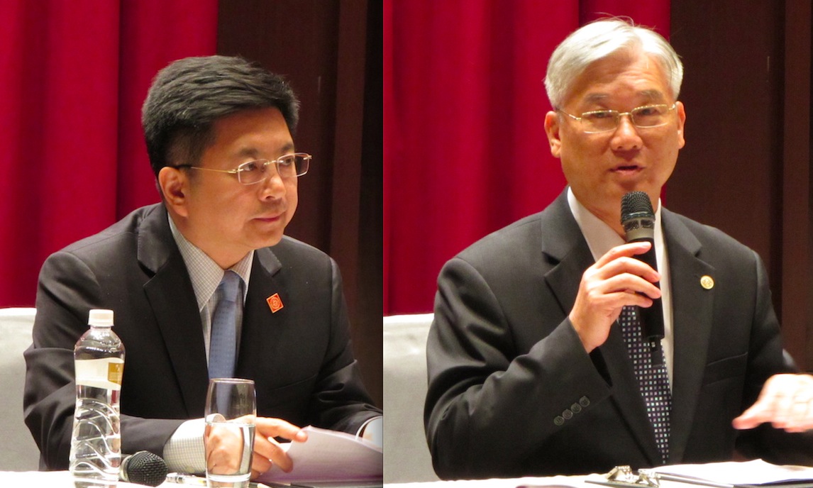 圖為陸委會與國台辦記者會合成照。圖：邱珮文/攝