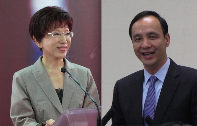 國民黨7日中常會上，一如預期通過名為「團結」實為「換柱」的臨全會，並上演一齣令人臉紅的矯情大戲。圖：新頭殼合成照片