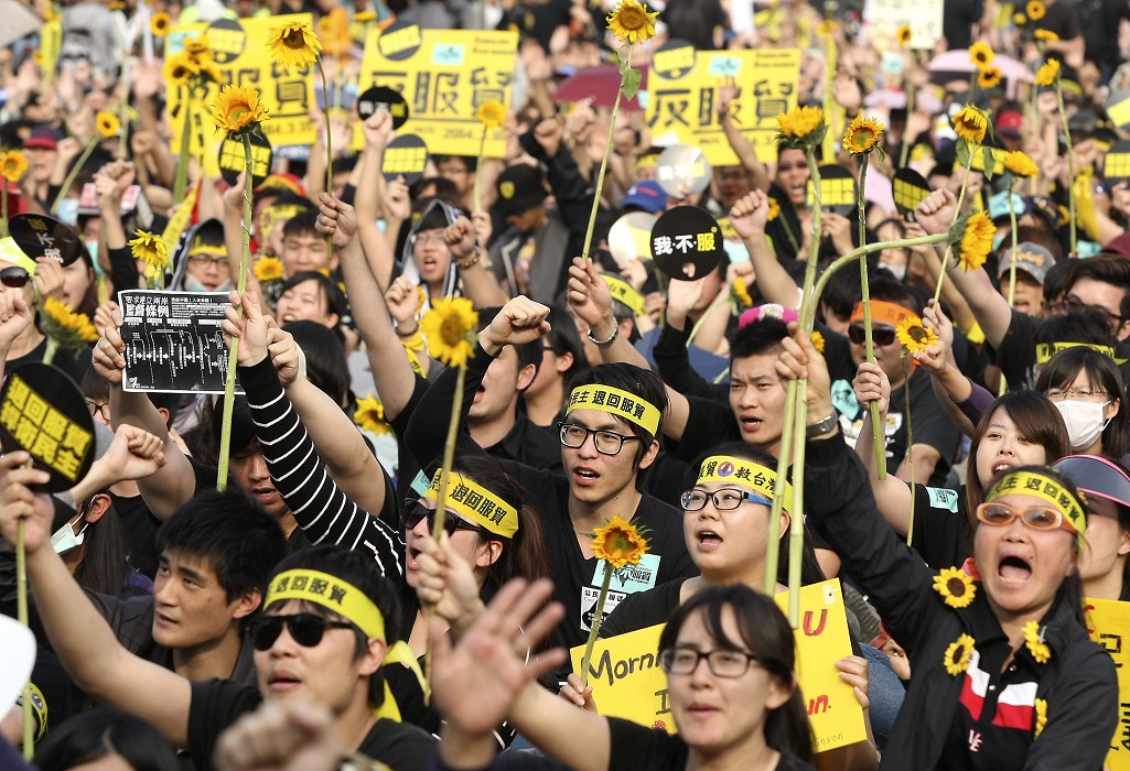 去年的318學運今天滿1週年。圖片來源：達志影像/路透社資料照片