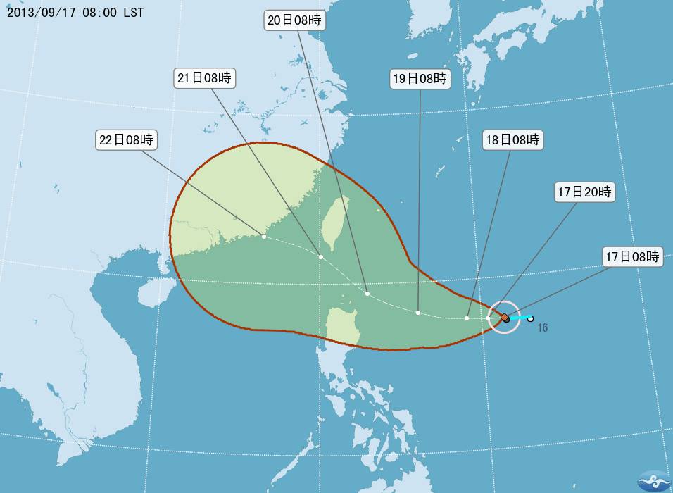 中央氣象局指出，菲律賓東方海面的熱帶性低氣壓今(17)日凌晨2時發展成今年第19號颱風「天兔」(國際命名：USAGI)。圖/翻攝自中央氣象局網站